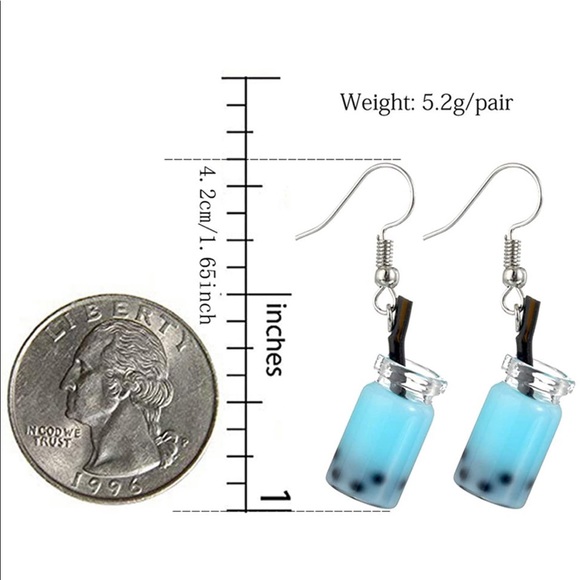 Cute Pearl Milk Tea Dangle Boba Tea Drop Earrings - Picture 4 of 4